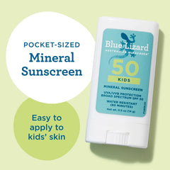 Blue Lizard Kids' Mineral Sunscreen Stick for Face and Body - SPF 50+ - 0.5 oz: Zinc Oxide, Vegan Formula, Paraben-Free