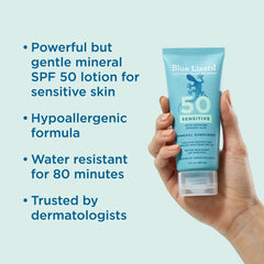 Blue Lizard Sensitive Sunscreen Tube - SPF 50 - 3 fl oz: Paraben-Free, Vegan, Oxybenzone-Free, Whole Body