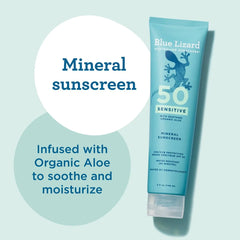 Blue Lizard Sensitive Mineral Sunscreen Lotion - SPF 50+ - 5 fl oz: Whole Body, No Fragrance Added, Vegan