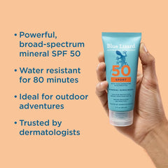 Blue Lizard Sport Sunscreen Lotion SPF 50 Broad Spectrum Sun Protection, 3 oz Tube