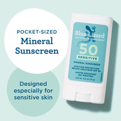 Blue Lizard Sensitive Mineral Sunscreen Stick - SPF 50+ - 0.5 oz: No Fragrance, Paraben-Free, Whole Body, Vegan