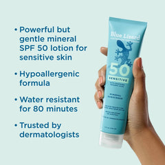 Blue Lizard Sensitive Mineral Sunscreen Lotion - SPF 50+ - 5 fl oz: Whole Body, No Fragrance Added, Vegan